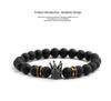 Wish Alloy Turquoise Rhinestone Crown Bracelet: Volcanic Stone Men's Jewelry Gift