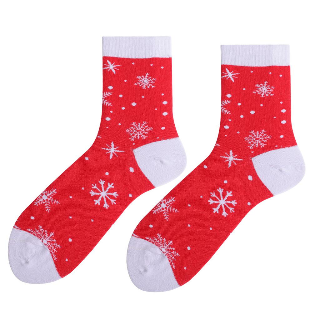 Adult Christmas Christmas Tree Snowflake Wave Pattern Ethnic Style Warm Absorbent Odor-Resistant Mid-Calf Socks