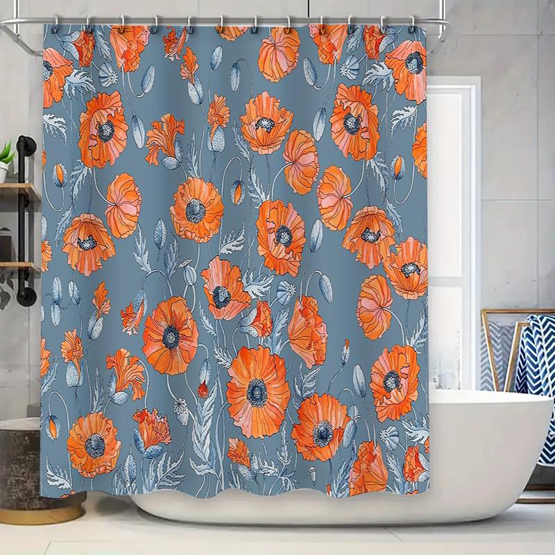 

Floral Shower Curtain Botanical Flower Pattern Waterproof Bathroom Decor Farmhouse Rustic Vintage Home Decor Backdrop W60H190(CM)-1 Pcs