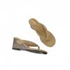 Toe cool slippers retro suede high-heeled slippers women's design sense niche wood grain wedge flip-flops