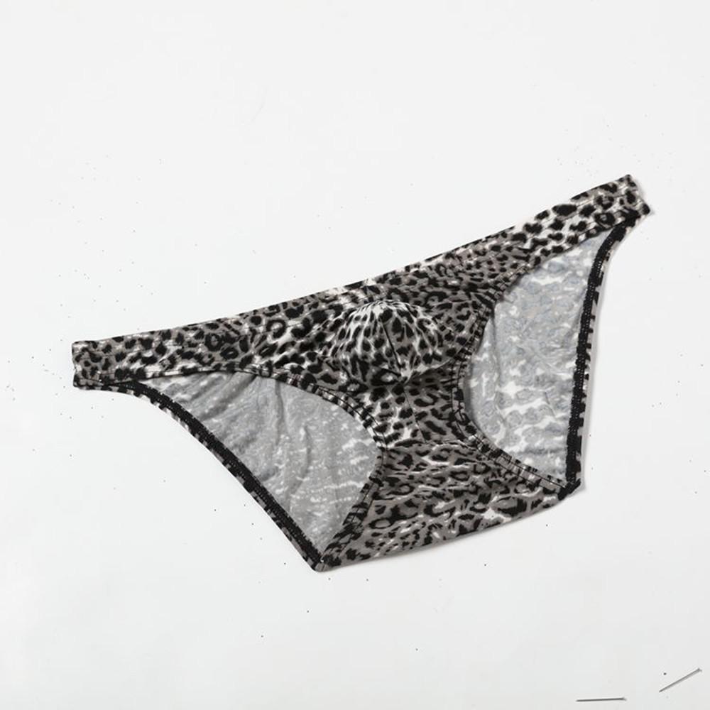 Men Sexy Underwear Leopard Printed Briefs Low Rise Breathable Underpants