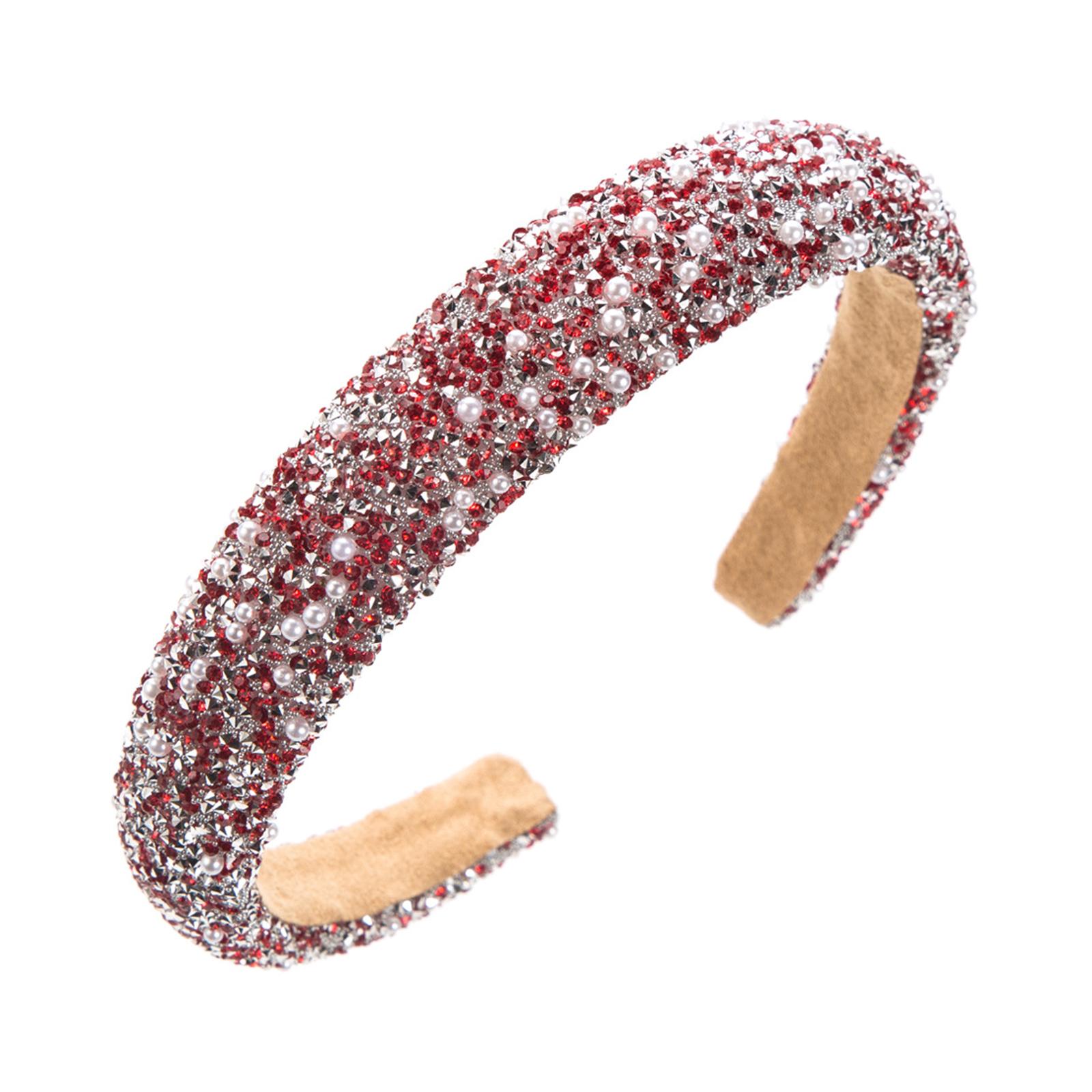 

Женский блестящий ободок со стразами, жемчужная повязка для волос для невесты, свадьбы и повседневных модных аксессуаров красный