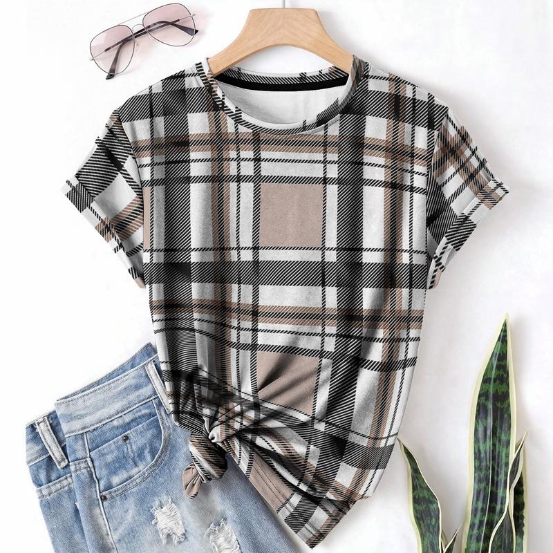 

Полосатая Повседневная Спортивная Женская Футболка Топ Лето Круглый Вырез Короткий Рукав Сетка Свободная Модная Рубашка 6XL