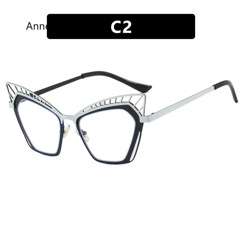 Fashion  Cat Eye Square Large Frame Eye Protection Splicing Color Ladies Anti-Blu-Ray Optical Frame Gafas Hombre