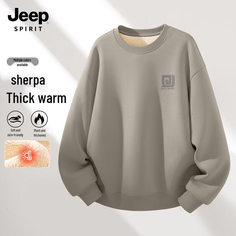 JEEP SPIRIT Men s Fleece-Lined Round Neck Sweatshirt L