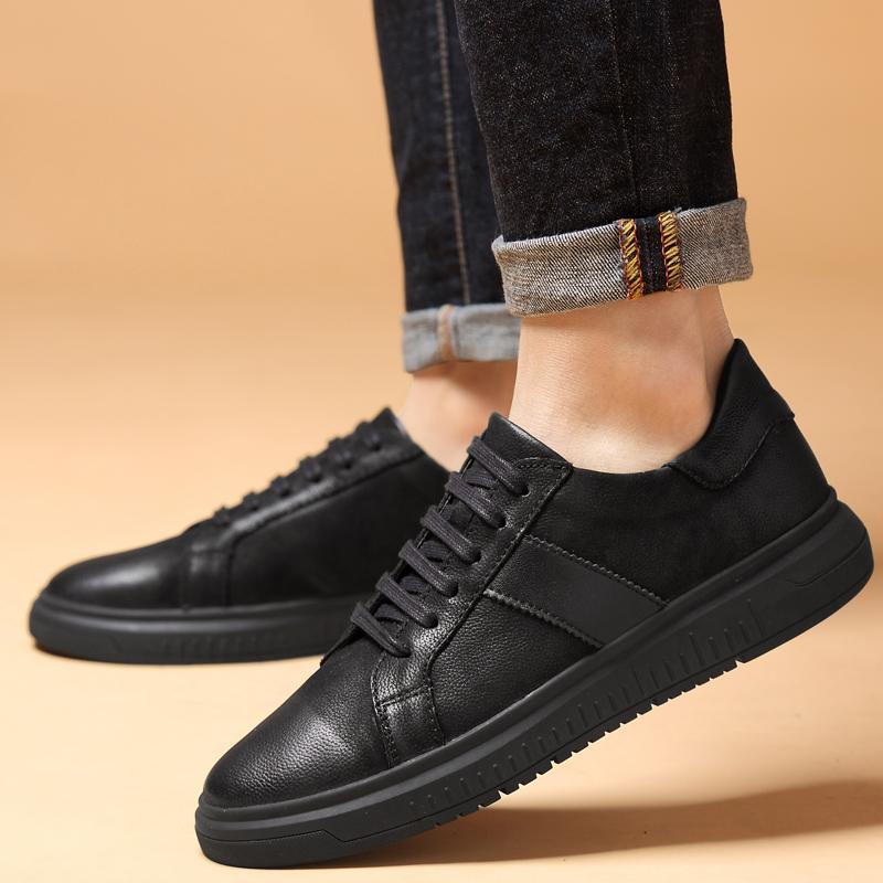 Fashion Classic Brand New Men's Leather Casual Shoes Thick Soled Wear-resistant Business Work Shoes Retro Black Men's Oxford Shoes