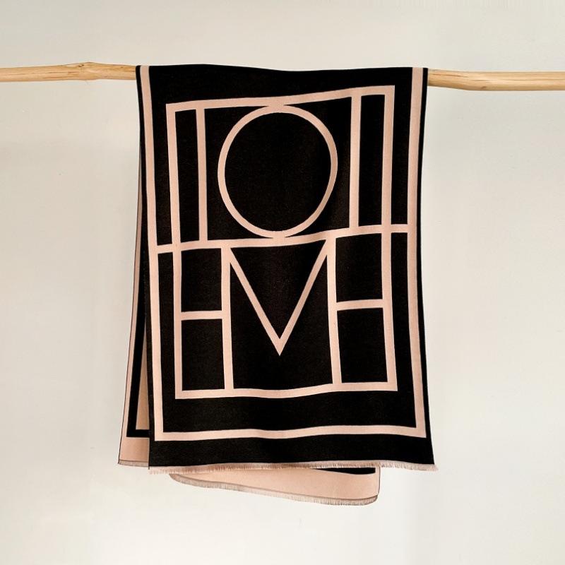 Autumn and winter new geometric imitation cashmere scarf women's warm scarf versatile shawl thickened rice whisker scarf
