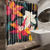 1Pc Vibrant Floral Shower Curtain With Orchids & Lilies On Dark Background - Polyester Bathroom Decor 70.8X70.8 Inches,