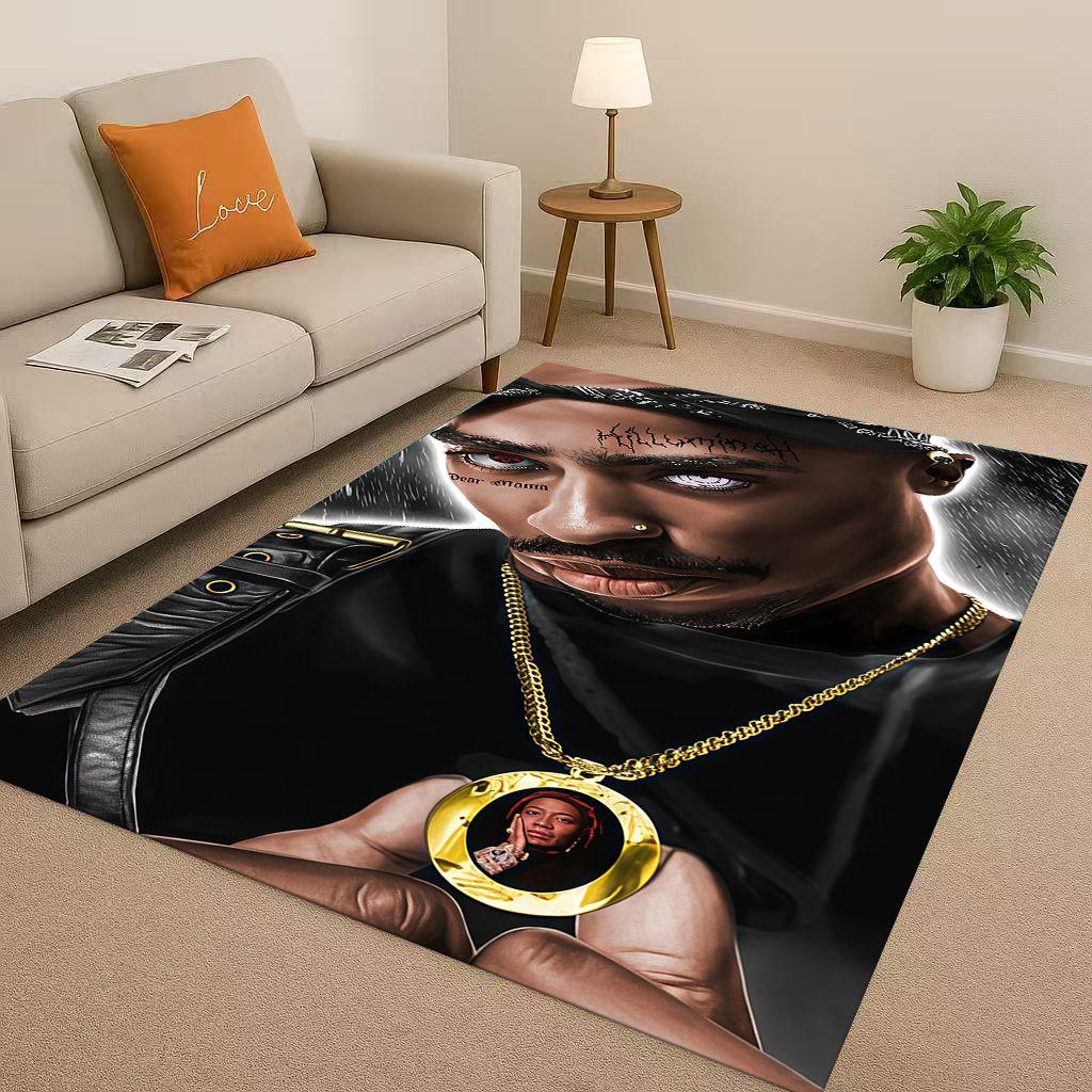 3D Klasický Rap Tupac 2pac Hip-Hop Hudba Rapper Obývací pokoj Protiskluzový Koberec pro Ložnici Hernu Pohovku, Domácí Dekorace Rohožka