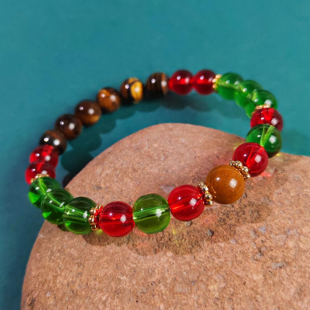 This 8mm tiger's eye and amethyst mixed natural stone hand-woven bracelet is suitable for both men and women, and is perfect as a gift or for parties.