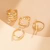 4-Piece Set Retro Irregular Lava Open Gold Copper Ring