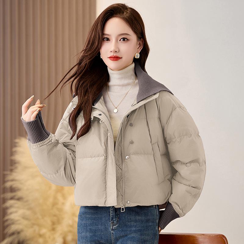 

Winter Knit Color Block Duck Down Short Jacket YX86206 XXL 135-150 Jin світло-фіолетового кольору