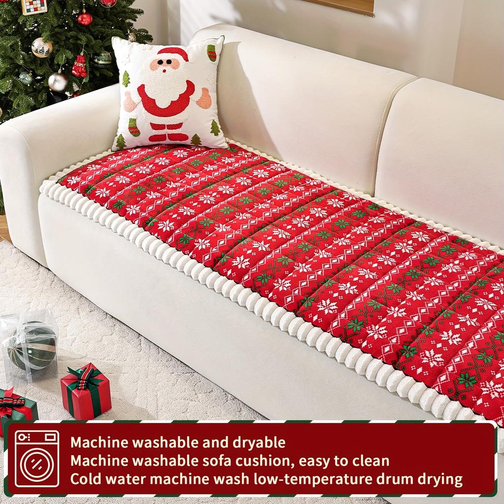 1pc Plush Quilted Christmas Snowflake & Cable--like Sofa Cushion Cover - Thick Milk -like Texture