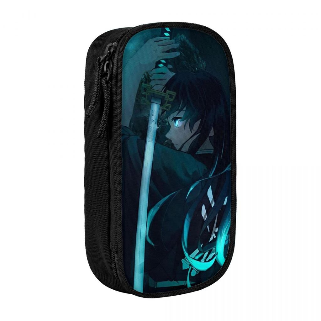 Mist Hashira Muichiro Tokito Pencil Case Demon Slayer Pen Holder Bag Girl Boy Big Capacity Students School Zipper Pencilcases