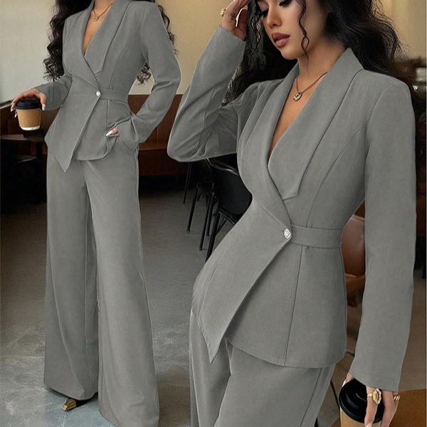 Costume d'automne pour femme, tempérament, mode, blazer à manches longues, pantalon droit, ensemble deux pièces haut et bas