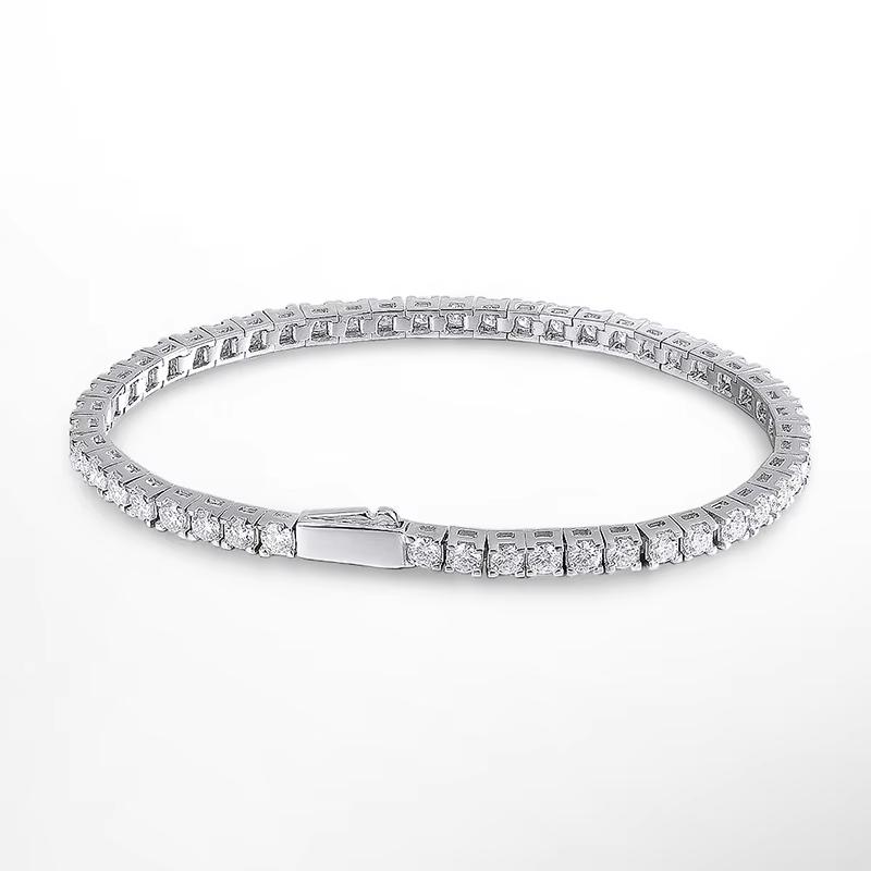 KNOBSPIN D VVS1 Moissanite Tennis Bracelet Original S925 Sterling Silver Plated 18k White Gold with GRA Bracelets for Women Man