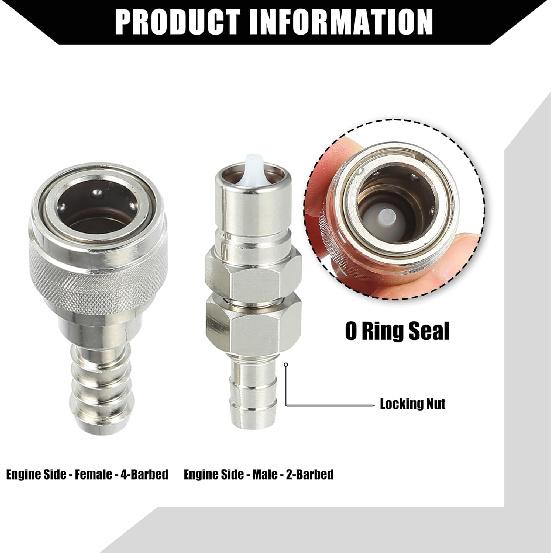 5/16" Boat Fuel Connector Male Female And Locking Nut For Tohatsu For Nissan 2/4-Stroke Outboard 5-90HP Engine/Marine Boat Motor Fuel Tank
