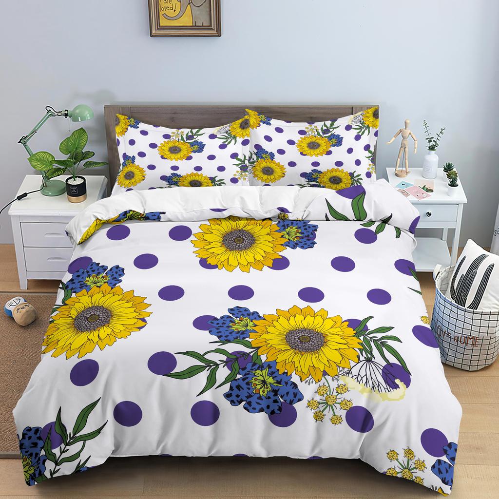 Blumen König Königin Bettbezug Fuchsia Weiß Blumen Bettwäsche Set Für Mädchen Frauen Bunt Pflanzen Blätter 2/3 Stück Polyester Bettdeckenbezug