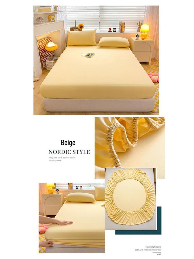 Zestaw prześcieradeł z gumką z bawełny pranej w jednolitym kolorze: Całkowicie otulający, antypoślizgowy narzutka na łóżko - Trzyczęściowy na każdą porę roku