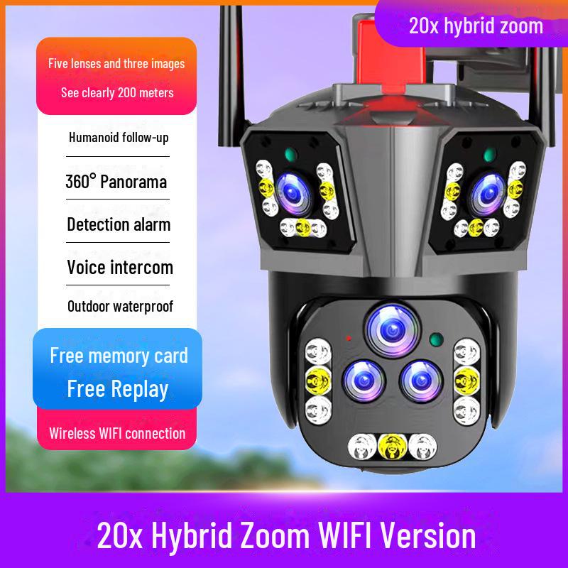 Three-Lens 360° Mobile Camera with Remote Monitoring & Intelligent Human-Shape Tracking