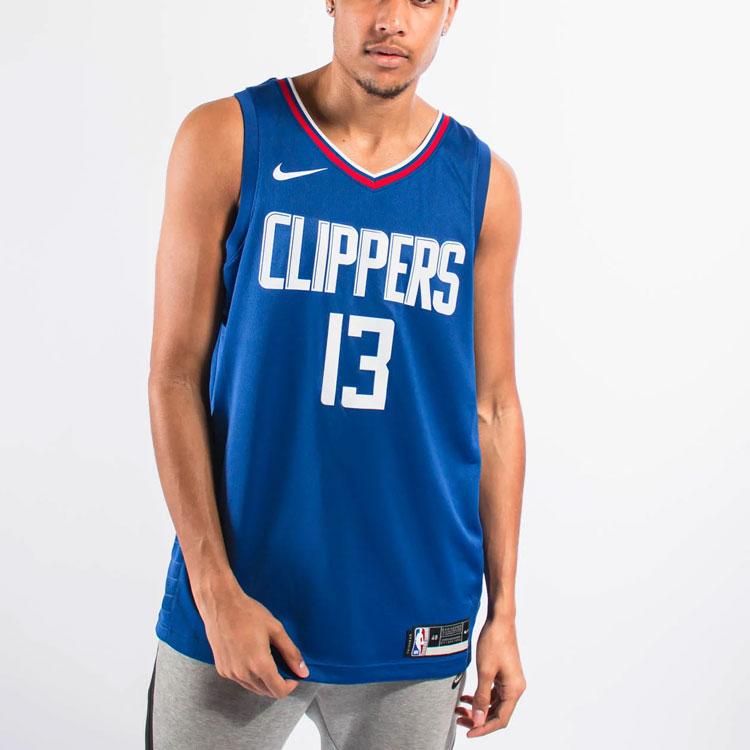 Nike NBA Paul George LA Clippers 2020-2021 Swingman Quick-Drying Jersey Men Tops Blue CW3668-403