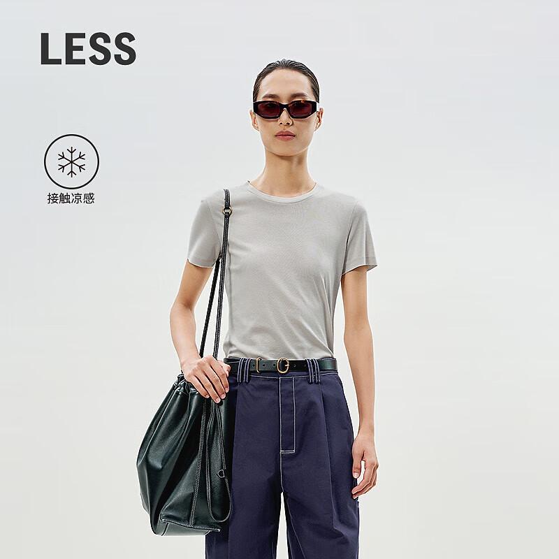 LESS 2025 Summer Slim-fit Round Neck T-shirt S
