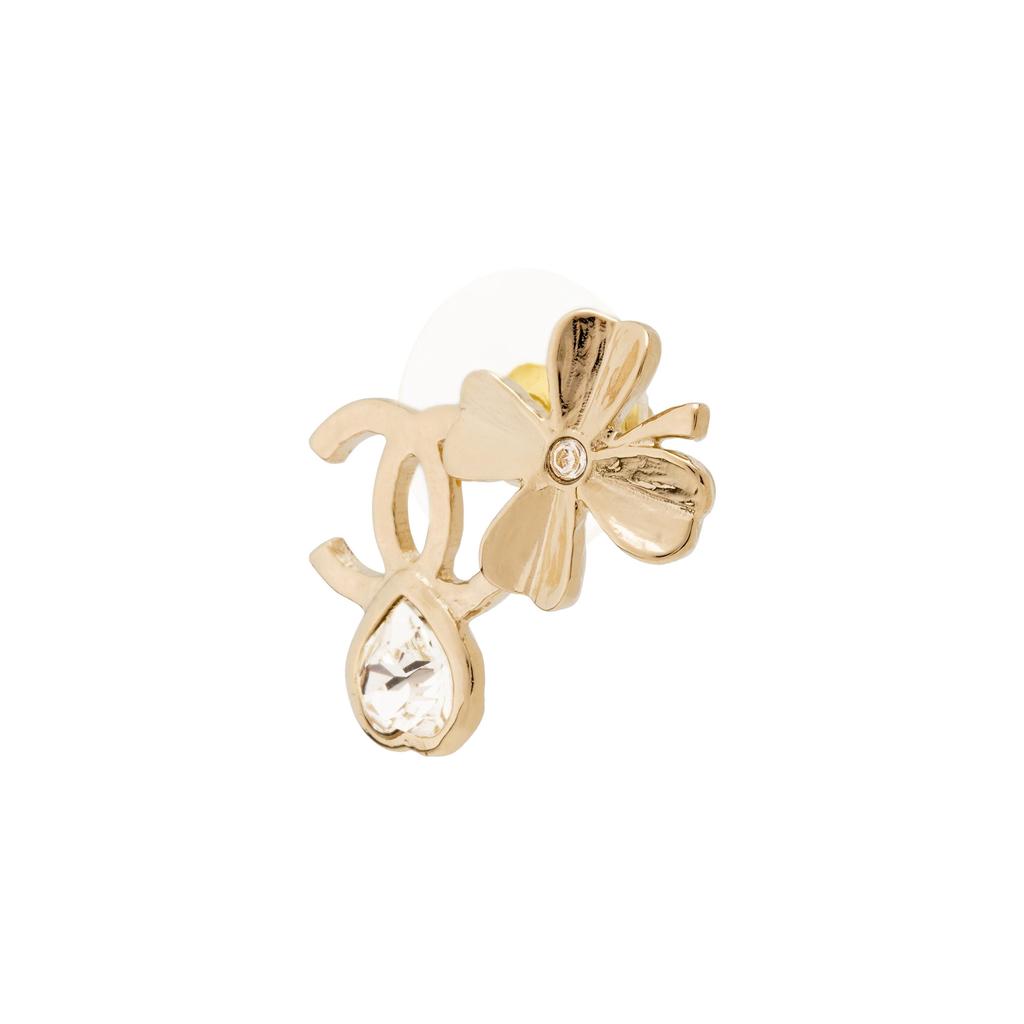 Chanel Metallic Rhinestone Floral Earrings Women Earrings AB8203-B07977-NH909