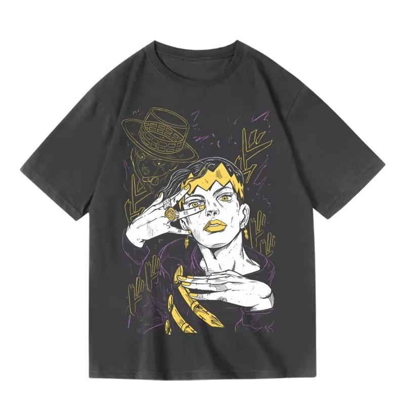 2025 Cartoon Japanese Anime Print T-shirt Crew Neck Men's and Women's Pure Cotton Short Sleeves Summer Fashion Clothes