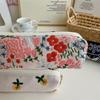 1Pcs Embroidered Exquisite Pencil Box with Retro Multi Color Pattern Details Stationery Storage Student Supplies