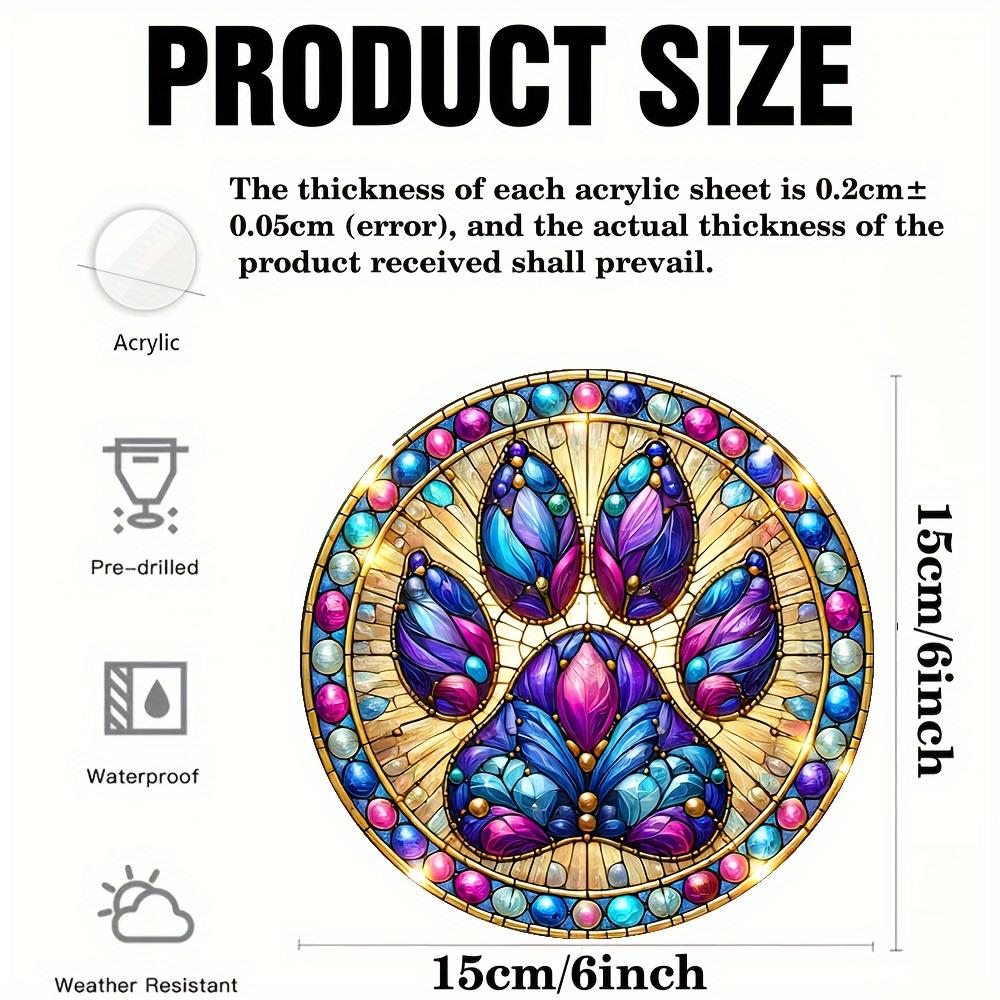 2D Flat Acrylic Cat Paw Print Theme Suncatcher, Acrylic Hanging Sign, Stained Glass Art Decorative Plaque, Nurseries, Home Decor Wall for Bar Kitchen