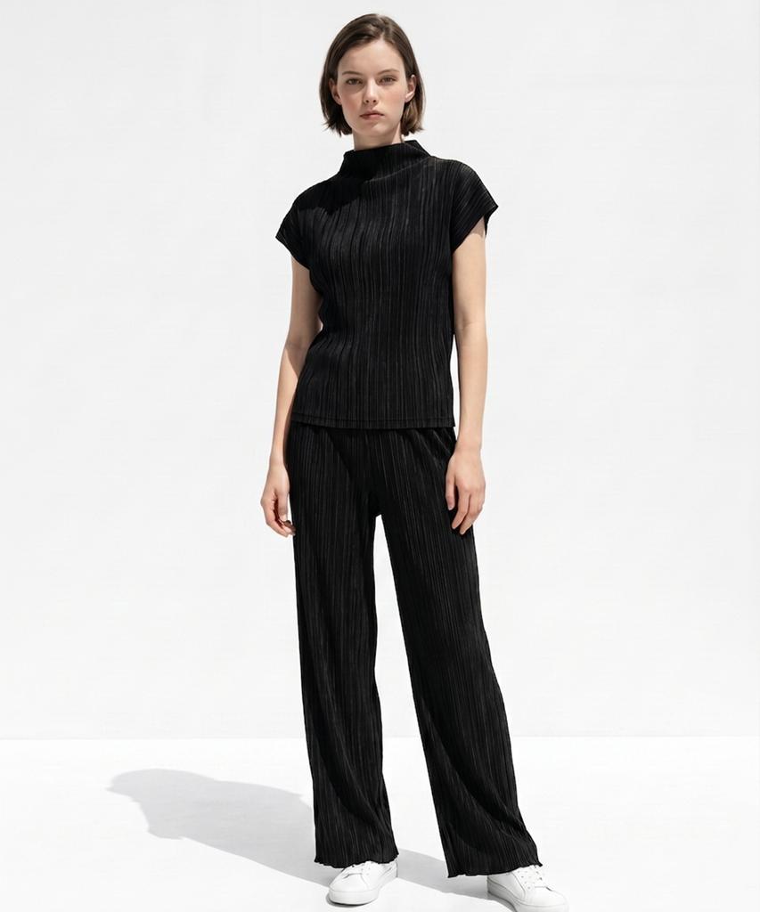 STARRYEYED Daily Pleated Elastic Waist Pants (Charcoal)