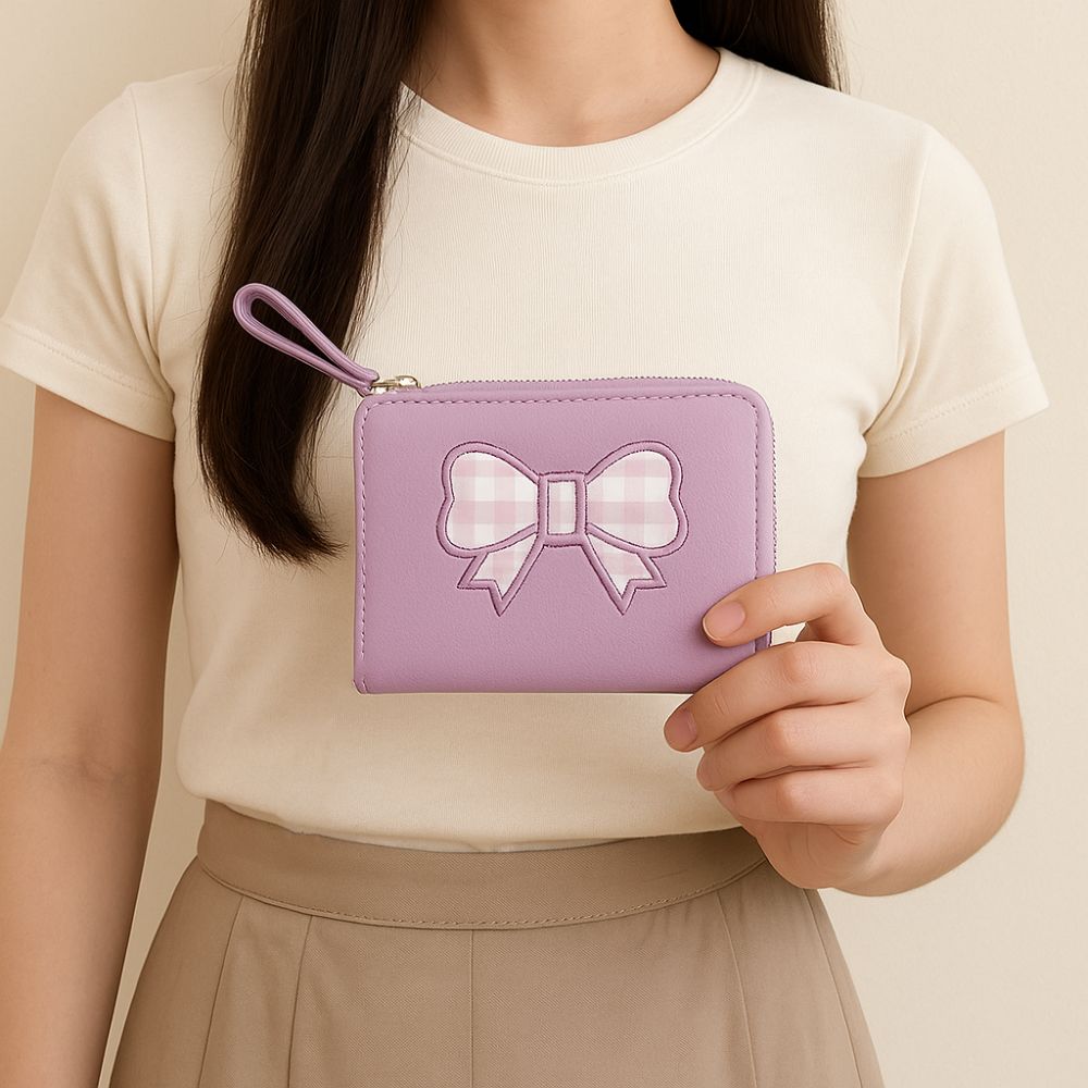 

Plaid Fold Wallet Heart Clutch Purse Fashion Women s Wallet Student чорний