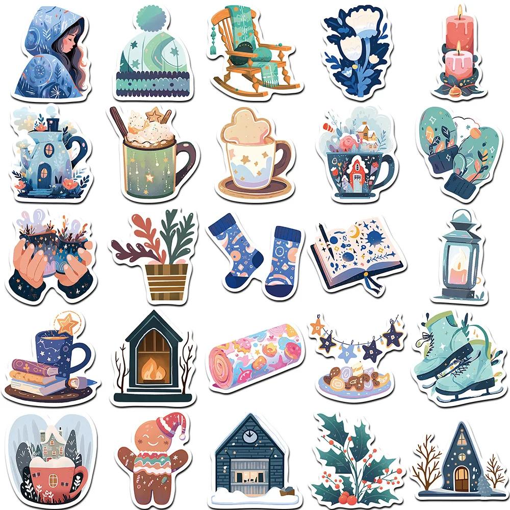 50PCS Cartoon Winter Christmas Graffiti Stickers Decals DIY Phone Scrapbook Luggage Helmet Kid Toy Cute Waterproof Sticker