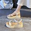 Fashion CRLAYDK Women's Sandals Open Toe Cross Strap Buckle Slides for Summer Walking Ladies Outdoor Beach Travel Dressy Slippers