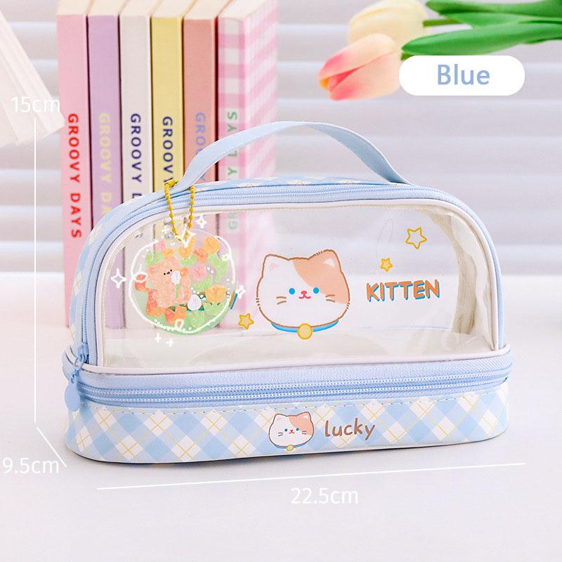 Kawaii Transparent Pencil Case Large Capacity Organizer Pen Box Korean Pouch for Girls Back To School Supplies Stationery