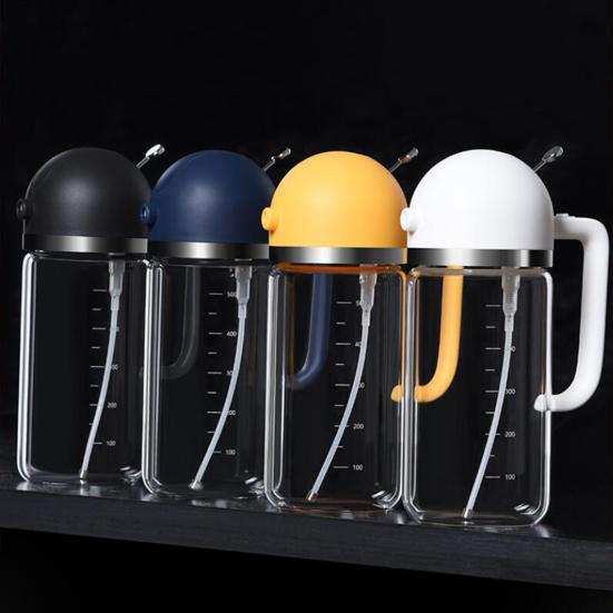 Yousheng 500ml Oil Sprayer Anti-clogging 2-in-1 Glass Clear Scale Vinegar Dispenser for Barbecue