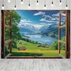 Forest Landscape Wall Background Fabric - Magnificent Tree and Lakeside Views Perfect for Living Room and Party Settings