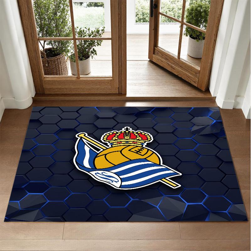 Real Sociedad FC Design Crystal Velvet Rug Soft Decorative Mat for Bedroom Entrance