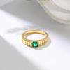 Elegant European-American Light Luxury Square Diamond Titanium Steel Ring for Women – Fashionable, Simple, and Versatile.