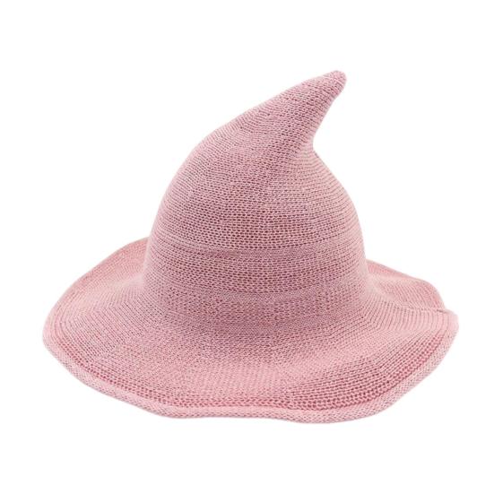 

Yousheng Witch Cosplay Hat Halloween Costume Knitted Foldable Pointed Solid Color Photo Prop Masquerade Festival Decoration Cap Headpiece розовый