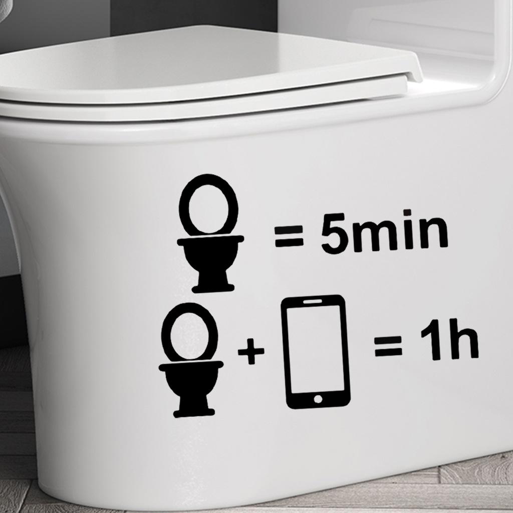 Toilet Sticker Black Label Warning WC Sticker Removable Toilet Stickers Bathroom Toilet Decoration Self-adhesive Wall Stickers Home Decor