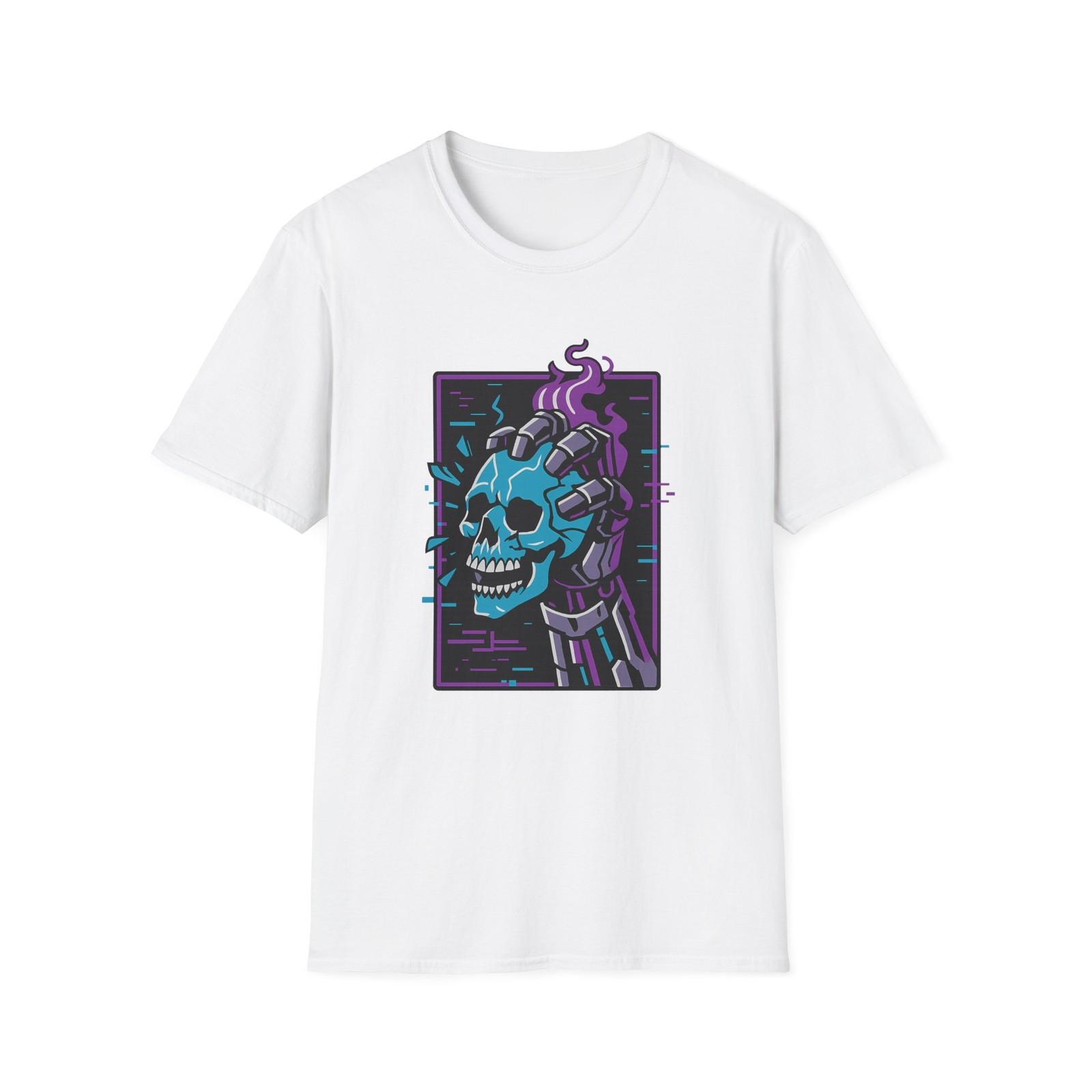 

Unisex Softstyle T-Shirt Futuristic Robot Hand Skull Smash Sci-Fi Graphic Tee 5XL різнокольоровий