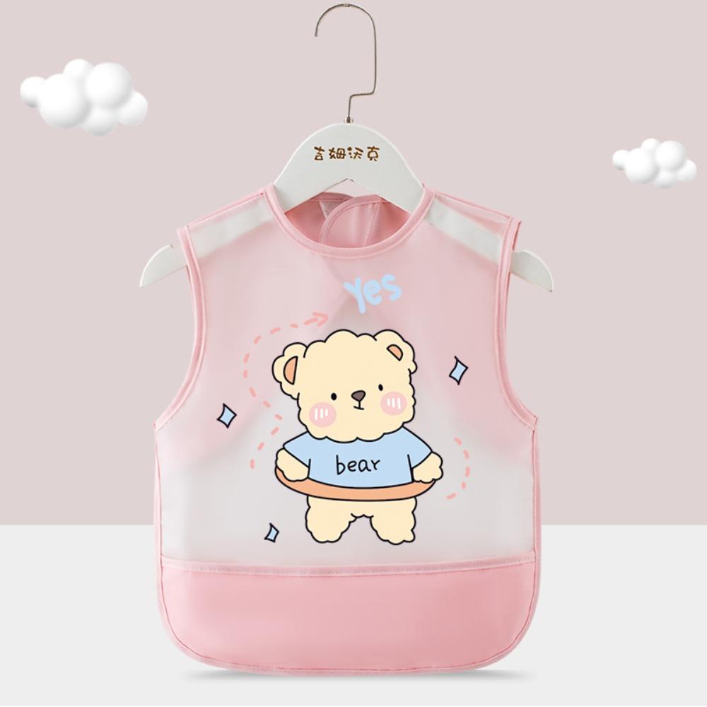 

Водонепроницаемые детские нагрудники для еды с мультяшным рисунком, детская защитная одежда, для малышей pink bear(110cm)