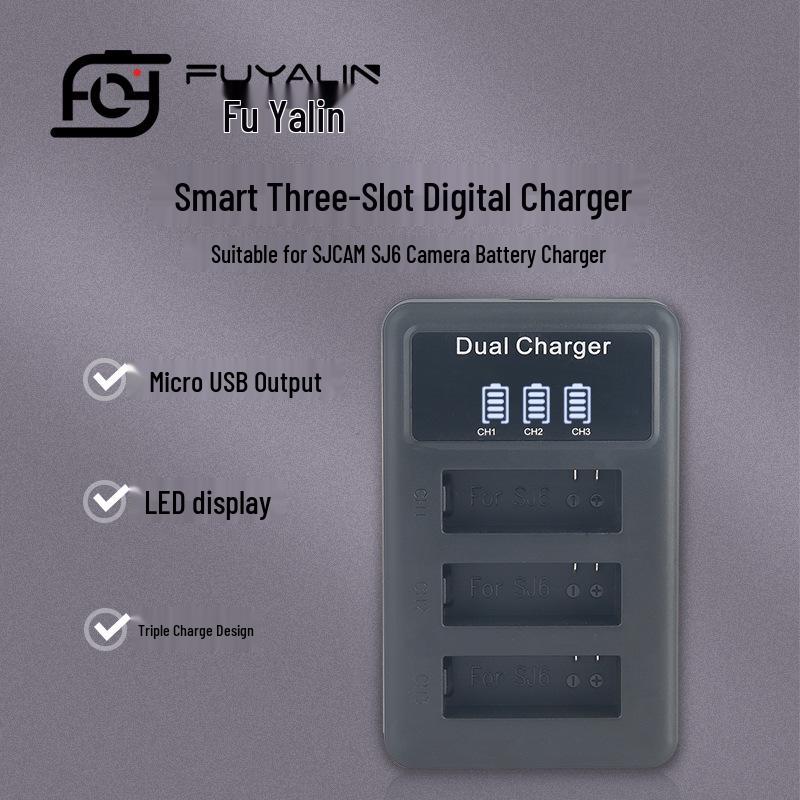 USB-зарядное устройство SJCAM SJ6 LEGEND с тремя аккумуляторами для экшн-камер LED3 for SJ6 Legend