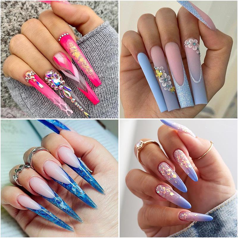 XXXL Denim Water Pipe Nail Art Set - 240 Transparent Ballet Nail Stickers