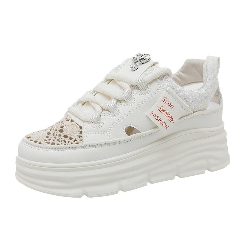 W3652 Neue Hohl Sandalen frauen Schuhe Sommer Flut Dicken Boden Höhe Zunehmende Einlegesohle Atmungsaktive Casual Schuhe frauen Mode Schuhe