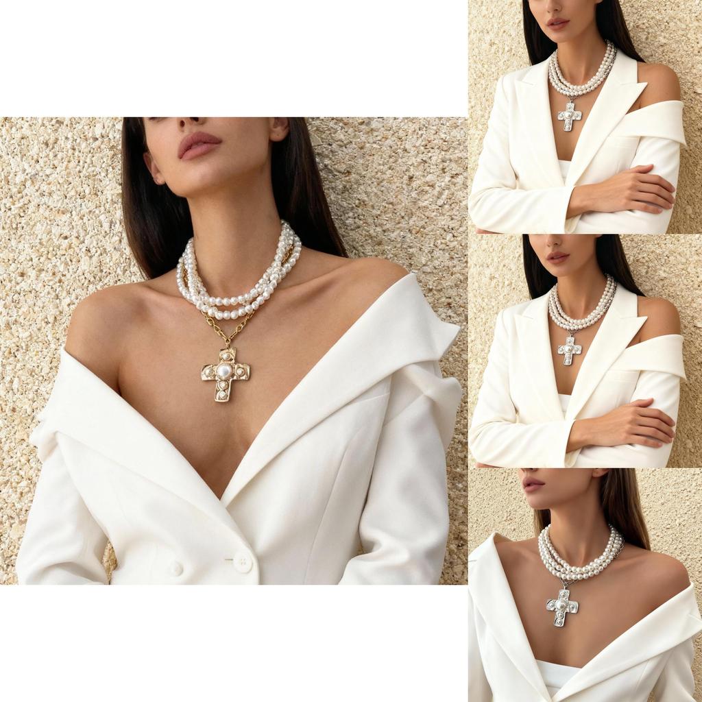 Punk Girl Cross Pendant Necklace With Geometric Alloy Design For Fashion Daily Wear