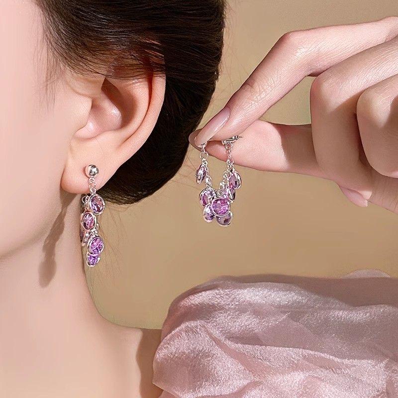 Sparkling Crystal Drop Earrings With Elegant Fringe Beads Dangle Hanging Earrings Fashion Statement Party Jewewlry Gifts
