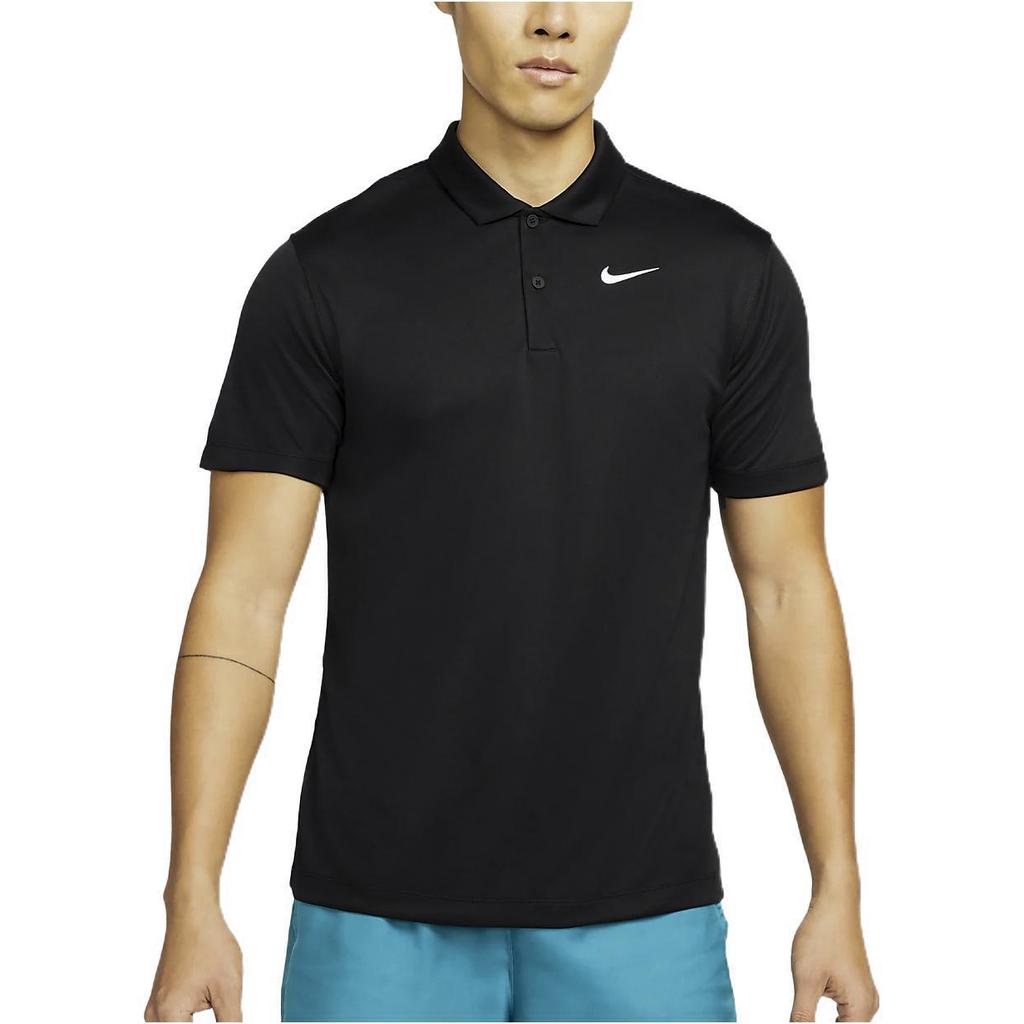 Nike Einfarbiges geknöpftes Kurzarm-Poloshirt Herren Tops Schwarz DH0858-010