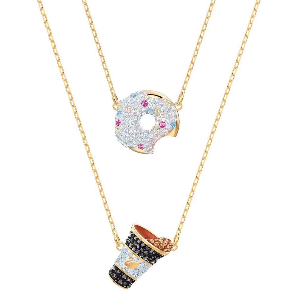 Swarovski Donut & Coffee Gold-Plated Necklace Set 5459142